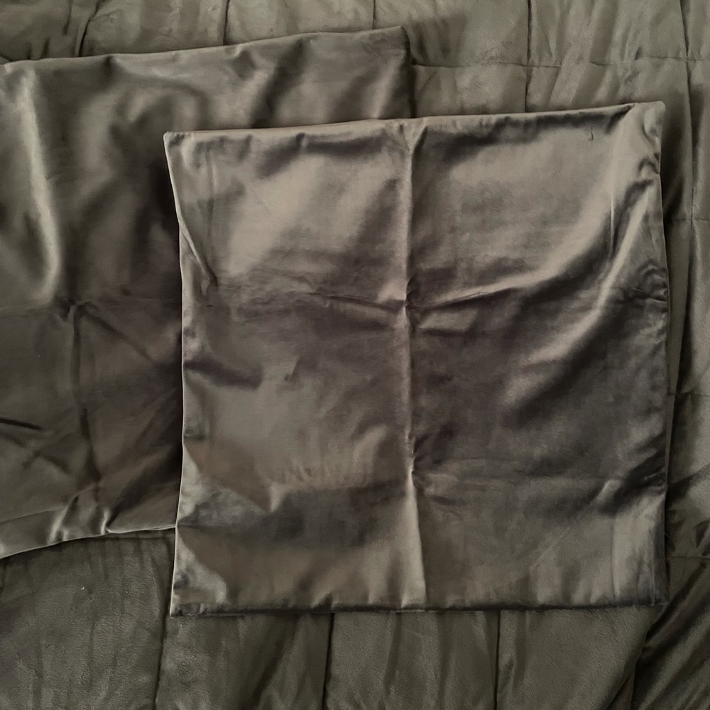Pack of 2 velvet throw pillow cases 18 x 18 gray